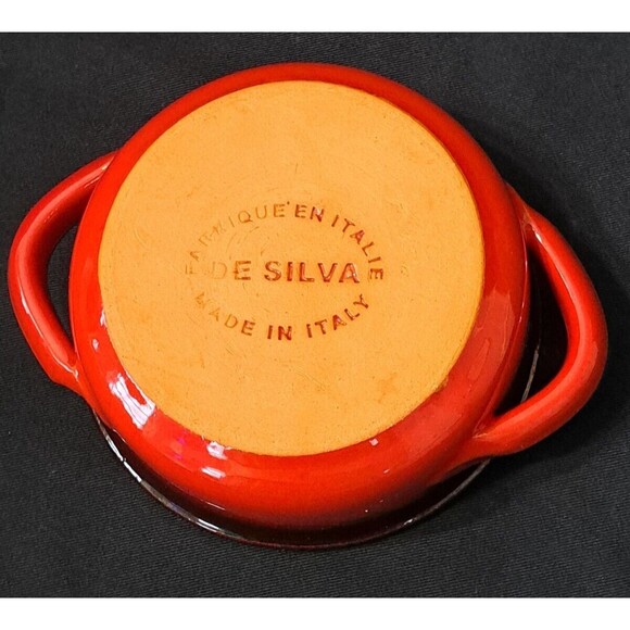 De Silva Pottery Terra Cotta Red Soup Bowl Double Handles Made in Italy - Picture 4 of 5